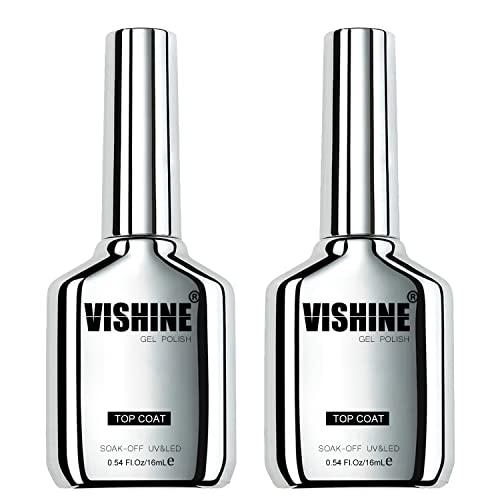Vishine Smalto gel semipermanente ultra lucido, finitura lucida, 2 x 16 ml, top coat no wipe
