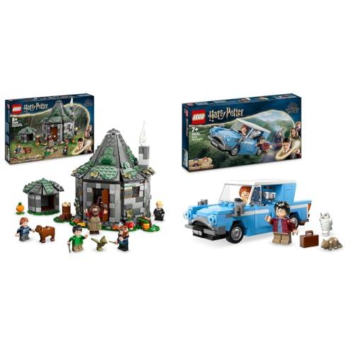 LEGO Harry Potter La Capanna di Hagrid: una Visita Inattesa, Giochi per Bambini e Bambine & Harry Potter Ford Anglia Volante, Modellino di Macchina Giocattolo da Costruire