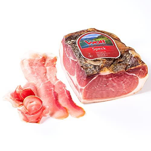 Wolf, Speck, Trancio, Prodotto con Tradizionale Tecnica di Affumicatura con Legno di Faggio, Stagionato per minimo 4 mesi, Senza Glutine, Sottovuoto 1 kg (min. netto garantito)