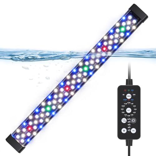 hygger Sommergibile Illuminazione per Acquario,24/7 Spettro Completo Luce LED per Acquario,24W Submersible Lampada Aquarium LED con 9 Colori per Acquario da 71-137cm Tank