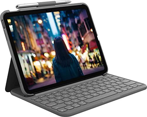 Logitech per iPad (10ª generazione) Custodia con tastiera | Slim Folio con tastiera wireless integrata (grafite) - Pan Nordic Layout (Attenzione! Tastiera per Norvegia, Svezia, Finlandia, Danimarca)
