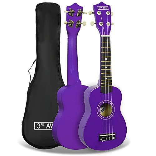 3rd Avenue Ukulele soprano beginner 3rd Avenue da 21 pollici – Viola– Custodia Ukulele GRATUITA