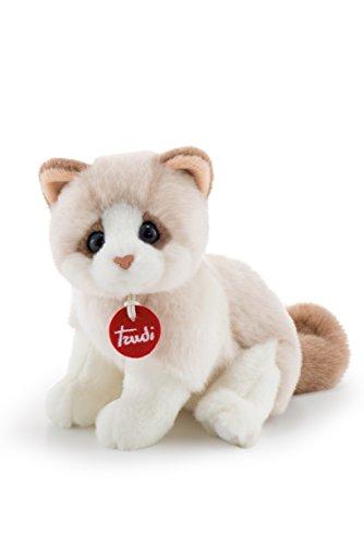 Trudi Gattino Brad Bianco/Beige Gatto Peluche Gioco, Regalo di Natale e Compleanno, Riproduzione realistica | 15x19x20cm Taglia S | Classici Gatti Peluche | Modello 20872