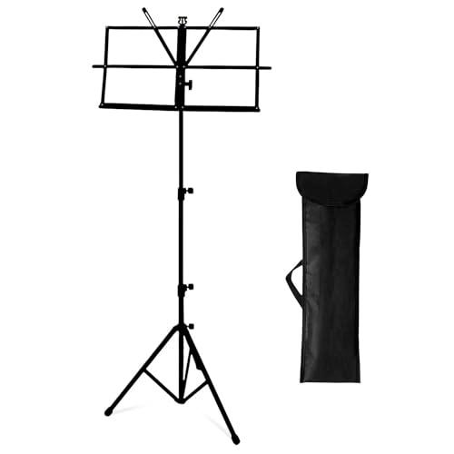 OcioDual Leggio Musicale Portatile e Pieghevole in Metallo Altezza Regolabile Compatto Riporre con la Borsa per Trasporto Nero