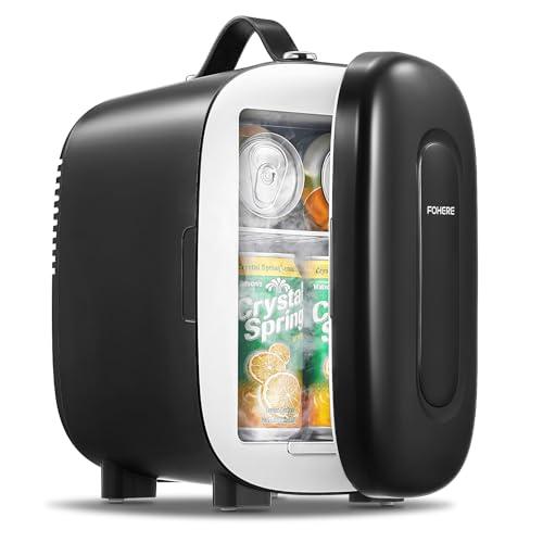FOHERE Mini Frigo Portatile 5L, Frigorifero Piccolo Con Presa USB，220V CA/12V CC, per Ufficio, Dormitorio, Auto,Cosmetici, Bevande, Frutta