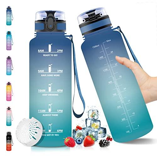 Vikaster Borraccia Grande 1,5 litri - Senza BPA & Prova di Perdite, Riutilizzabile, Bottiglia Acqua per Scuola, Bici, Palestra, Yoga, Ufficio