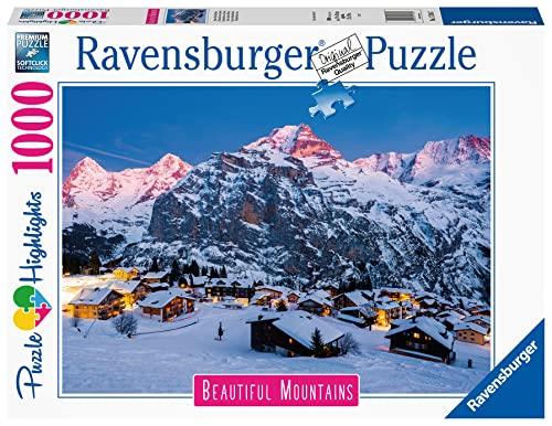 Ravensburger - Puzzle Oberland Bernese, Svizzera, Collezione Beautiful Mountains, 1000 Pezzi, Puzzle Adulti