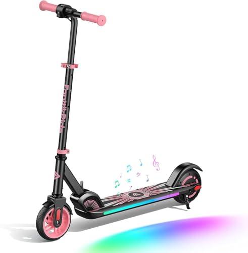 FanttikRide C9 Apex Monopattino Elettrico per Bambini 120-160cm, Altoparlante Bluetooth, Luci Arcobaleno, 8/13/16 km/h, Autonomia di 8 km, Altezza Regolabile, Pieghevole, per Bambini fino a 60kg, Rosa