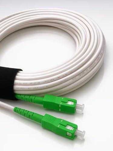 Elfcam® - 2m Cavo Fibra Ottica SC/APC per SC/APC Simplex Monomodale 9/125μm LSZH, Bianco/Verde, 2M
