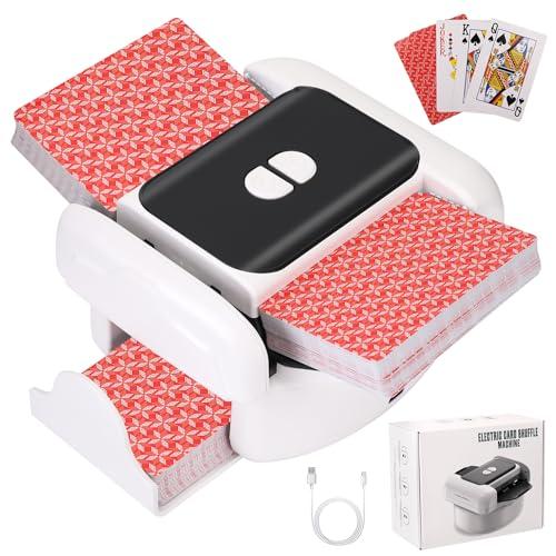 Mescolatore Carte da Gioco Mischia Automatico + Carte Poker Mescola Card Shuffler Professionale per 1-2 Deck Manuale e Automatic Mixer Machine per Uno Skip-Bo Blackjack 2600mAh Ricaricabile USB-C