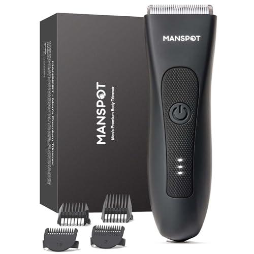 MANSPOT Rasoio Elettrico Corpo Uomo, Depilatore Corpo Uomo Impermeabile IPX7, Rasoio Parti Intime Umido e Asciutto, Rasoio Intimo per Viso, Braccia, Torace, Gambe, Ascelle