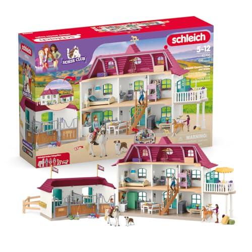 SCHLEICH HORSE CLUB | Centro equestre Lakeside 42706 | Casa, stalla, cavalli, cane & famiglia Kramer | Accessori per cavalli Idea regalo bambini | Giocattolo dai 5 anni | 179 pezzi