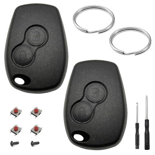 2 Pezzi Guscio Chiave Auto 2 Tasti Compatibile con Dacia Duster Dokker Logan Lodgy Sandero Stepway Ricambio Telecomando Custodia Chiave Cover con Portachiavi Accessori