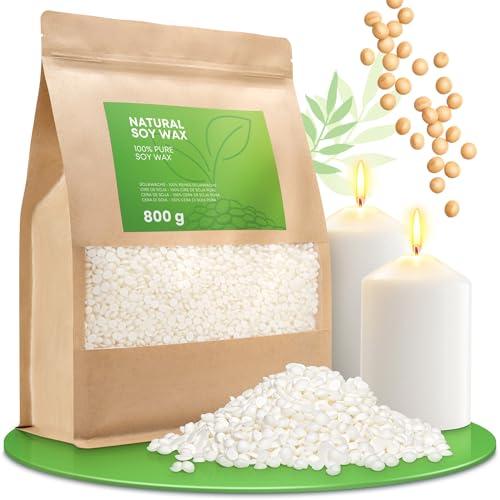 molinoRC 800g Cera di soia per Candele - Prima qualità - 100% Naturale, biodegradabile, Senza additivi - Combustione Pulita, Ideale per profumate - per stampi e Contenitore - Pratiche pastiglie