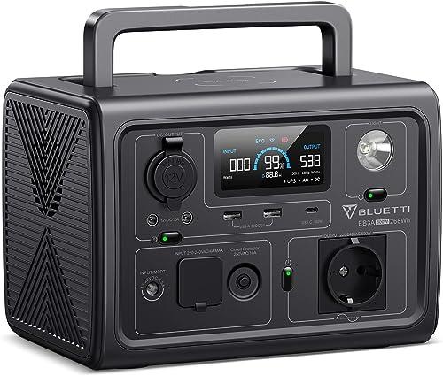 BLUETTI Centrale Elettrica Portatile EB3A, 268Wh LiFePO4 Batteria, 600W (1200W Picco) AC Uscita, Ricarica da 0-80% in 30 Minuti, Generatore Solare per Campeggio