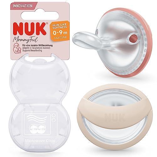 NUK MommyFeel succhietto | 0-9 mesi | Succhietti ideali per accompagnare l'allattamento | Silicone senza BPA | Cipria e sabbia | 2 pezzi