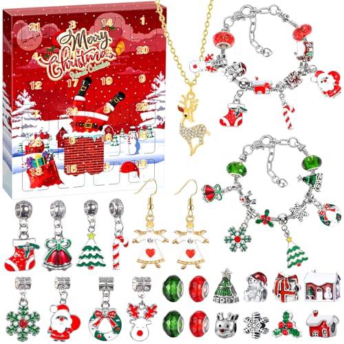 NLMWTI Calendario Avvento 2025 Bambina Gioielli, Calendario Avvento Bracciale Bambini, Braccialetti con Ciondoli Regalo di Natale Ragazze Bambina 5 6 7 8 9 10 11 12 13 Anni