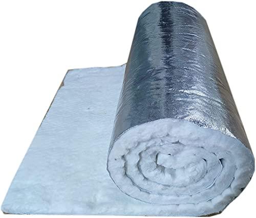 Tappetino isolante in fibra di ceramica su un lato di alluminio rivolto a 2300 ° F per camino BBQ Grill Forno Stufa 1x0.61M (20mm - Spessore)