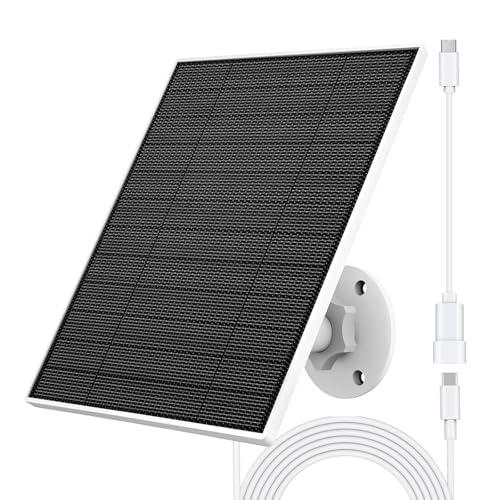Pannello Solare per Telecamera Eufy, 5W Caricatore Solare Compatibile Con Eufycam 3/3C/2/2 Pro/2C/2C Pro/E/E20/E40/L20/L40, Con Porta Usb-C, Adattatore Micro Usb, Impermeabile IP65, 1 Confezione
