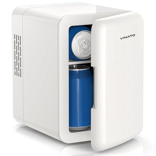 VINATO Mini Frigo 4L Portatile - Frigo da Camera, Frigo da Ufficio & Mini Frigo Auto, Doppia Alimentazione, Silenzioso (25dB), Ideale per Cosmetici, Cibo e Bevande, Regalo Perfetto