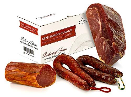 Prosciutto Serrano Spagnolo Stagionato e Disossato 1 Kg + Lomo (Lonza) Duroc Natural 250 gr + Chorizo Salsiccia 200 gr + Salsiccia Salchichon 200 gr - Jamon Serrano Crudo Jamonprive