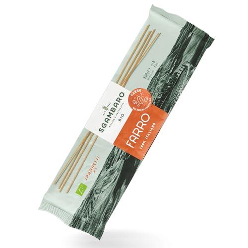 Sgambaro Pasta di Farro Selezione Bio Spaghetti N.5-500g Pasta Farro 100% Italiana - a Basso Contenuto di Grassi, Fonte di Fibre, Proteine e Zinco - Ideale per Diete Sane e Naturali