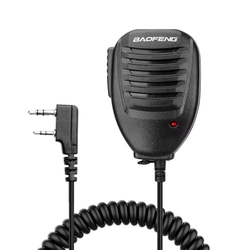 TECHZOCO Microfono altoparlante per walkie talkie, microfono per walkie talkie, compatibile con BaoFeng BF-F8HP UV-5R UV-5R Plus GT-3 BF-888s Radio con sospensione microfono, Led Rosso