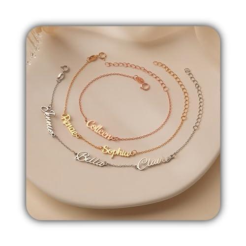 Bracciale con nome per donna - Bracciale con nome multiplo - Bracciale con nome personalizzato Bracciale con nome in argento 925 - Regalo con nome del braccialetto per bambini per la mamma