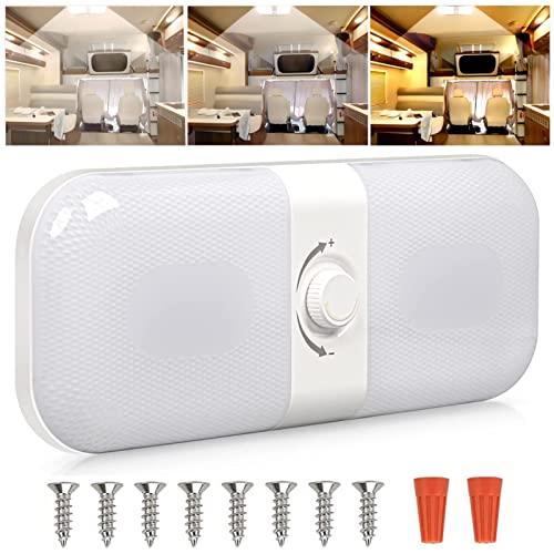 Intckwan Plafoniera LED 12v per Camper e Auto, Luci da Tetto Dimmerabili, 120 LEDs, 3 Colori, Universale per DC 12-24v Campeggio Caravan Barca