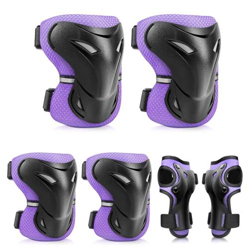 YOOXARMOR Set di Protezioni per Bambini da 3-6-13 Anni, Ginocchiere, Gomitiere, Polsiere Regolabili per Pattini a Rotelle, BMX, Bici,Ciclismo,Skateboard,Pattini in linea,Monopattini[6 Pezzi]