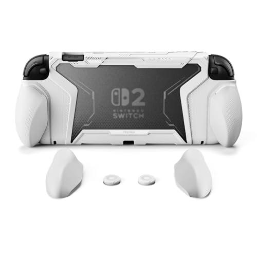 playvital Beyond-Grip Cover per Nintendo Switch 2 Custodia Protettiva Dockable, 2 Set Grip Ergonomico Intercambiabile&Copri Analogici per Joycon 2, Accessori per Switch 2 Console, Bianco