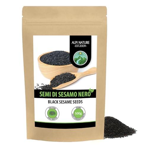 Alpi Nature Semi di Sesamo Nero 500g, Semi di Sesamo Nero Crudi per Cucina e Pasticceria