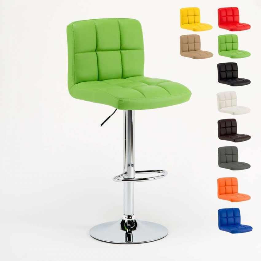 Produce Shop Sgabello da Bar e Cucina Fisso Girevole regolabile con Schienale e Poggiapiedi Atlanta - Verde 2