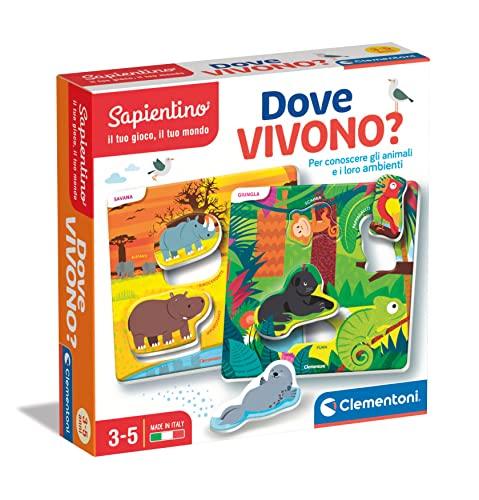 Clementoni Sapientino - Dove Vivono?, Gioco Educativo Animali e Ambienti per Bambini 3-5 Anni, Flashcards per Sviluppare Osservazione e Memoria, Made in Italy, Lingua Italiana, 16786