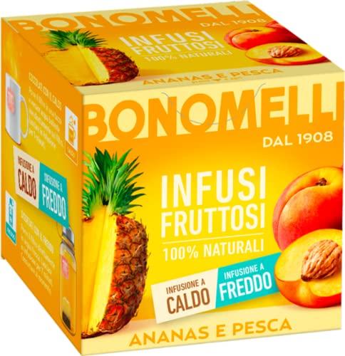 Bonomelli Infusi Fruttosi, Ananas e Pesca, Confezione da 12 Filtri, Gusto Dolce e Vellutato, Infusione a Caldo e a Freddo, Ingredienti 100% Naturali (24g)