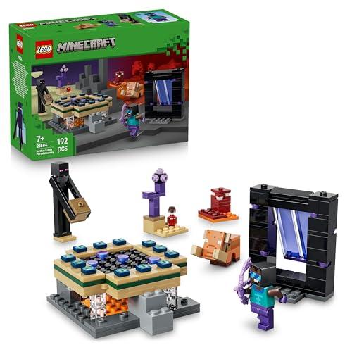 LEGO Minecraft Viaggio nel Portale del Nether e dell’End - Giocattolo da Costruire con Figure di Eroe, Enderman e Baby Hoglin - Regalo da Gaming per Bambini e Bambine da 7 Anni in su - 21584