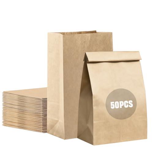 Staranry 50 pezzi Borse Carta Kraft, 30x20x12,5 cm Sacchetti Regalo di Carta, Sacchetti di Carta per Alimenti,confezioni regalo per la festa di compleanno di Natale,festa di compleanno per bambini