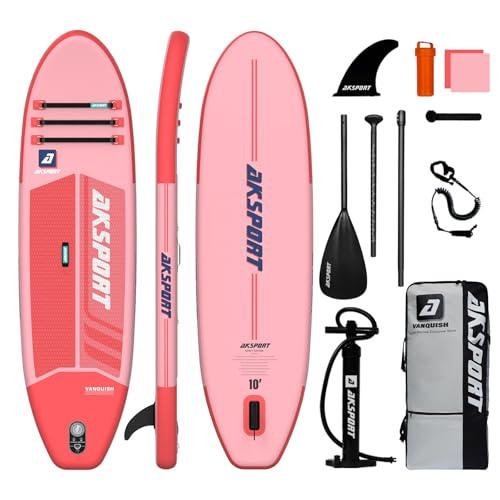 AKSPORT Tavola da Paddle Gonfiabile 10', SUP con Tutti gli Accessori, Design Ampio e Stabile, Superficie Antiscivolo, Tavola da Paddle Gonfiabile per Giovani e Adulti