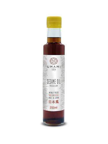 Umami Olio di Sesamo Tostato Regular Prodotto in Giappone 250ml - Semi di Sesamo BIO - MEscola di semi chiari e scuri, tostatura a bassa tempratura - aroma e gusto ottimi!