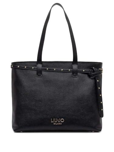 LIU JO Milano - Borsa a mano da donna, in similpelle nera, design elegante con borchie