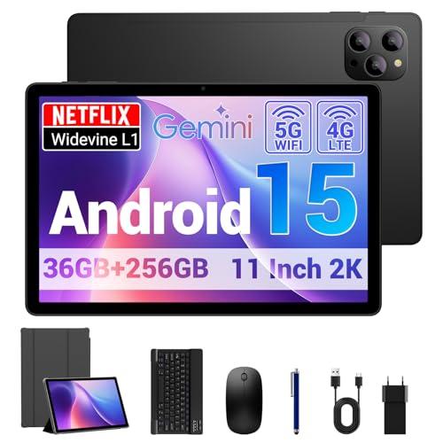 BEYNIVAN Tablet 11 Pollici Android 15 Tablet in Offerta con 4G LTE/5G WiFi, 36GB RAM+256GB ROM+2TB Espansione,9580mAh,Foto AI16MP+8MP,Face ID/GPS/BT 5.0/TÜV,tablets con Tastiera,Nero