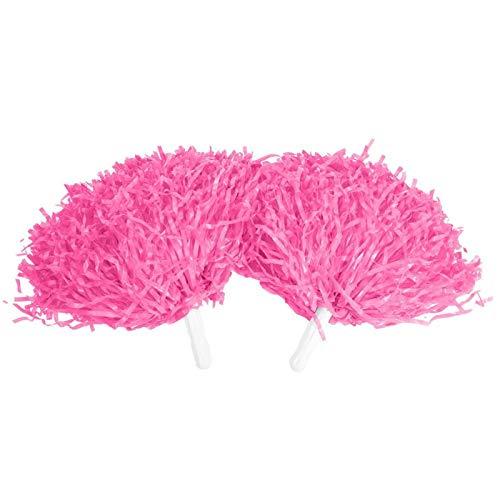 VGEBY 2 Pezzi Cheerleader Pom Poms, Squad Cheer Sports Plastic Pom Poms Sports Cheers Ball Party Dance Accessori Utili(Rosa)