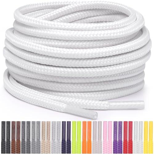 Miscly Lacci Rotondi per Scarpe, Sneaker e Stivali, Disponibili in Diverse Lunghezze e Colori (Bianco, 114 cm)