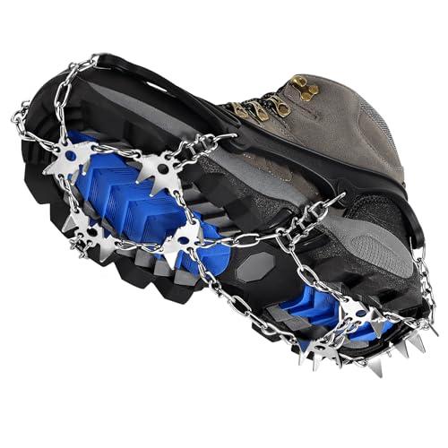 Ramponi da Ghiaccio 28 Denti – Ramponcini per Scarponi Inossidabili in Acciaio con Catene, Ideali per Trekking, Alpinismo, Campeggio su Neve e Ghiaccio
