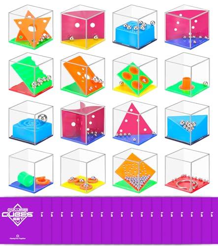 Gontence 16 PCS Cubi Rompicapo Bambini con 16 Sacchetti Viola - Giochini per Feste di Compleanno Bambini | Bambina Bambino Regalini Compleanno | Regali di Giocattoli di Natale | Mini Giochi di Puzzle