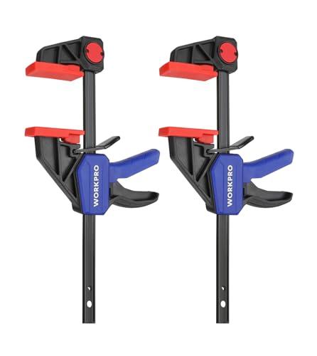 WORKPRO Morsetti da Falegname 2 Pezzi, Set di Morsetti per Legno a sgancio rapido da 150 mm per il Serraggio e l'allungamento, Morsetti a barra Serraggio 68 kg, Fissaggio del Legno con una Sola Mano