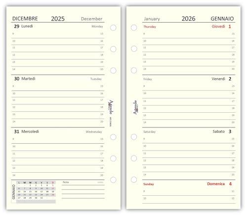 Agendepoint.it - Ricambio agenda organizer settimanale 9,5x17cm BI-LINGUA AVORIO - 2026