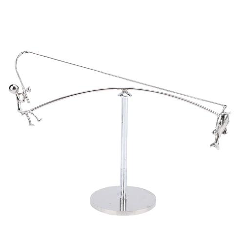 Aramox Scultura in Equilibrio del Pescatore, Decorazione da Pesca in Metallo, Ornamento Artistico Artigianale, Movimento Dinamico, per Scrivanie e per gli Amanti della Pesca