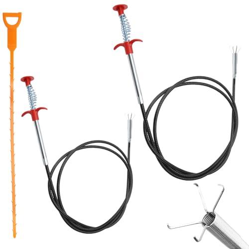 ZMDMAH 2 Pezzi Pinze per Artigli Flessibili, 2m & 90cm Pinza Artiglio Flessibile, Pinza Scarico, Stura Lavandini e Scarichi Spirale Pulizia Tubi, Pinza Pulizia Scarico per Cucina, Bagno e Fogne
