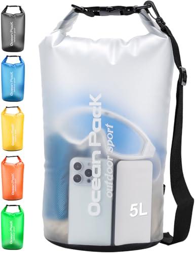 Henrycares Borsa Impermeabile Mare, Sacca Dry Bag da 20L 10L 5L 2L, Zaino Impermeabile con Tracolla, per Trekking Nuoto Spiaggia Canoa Barca Bici